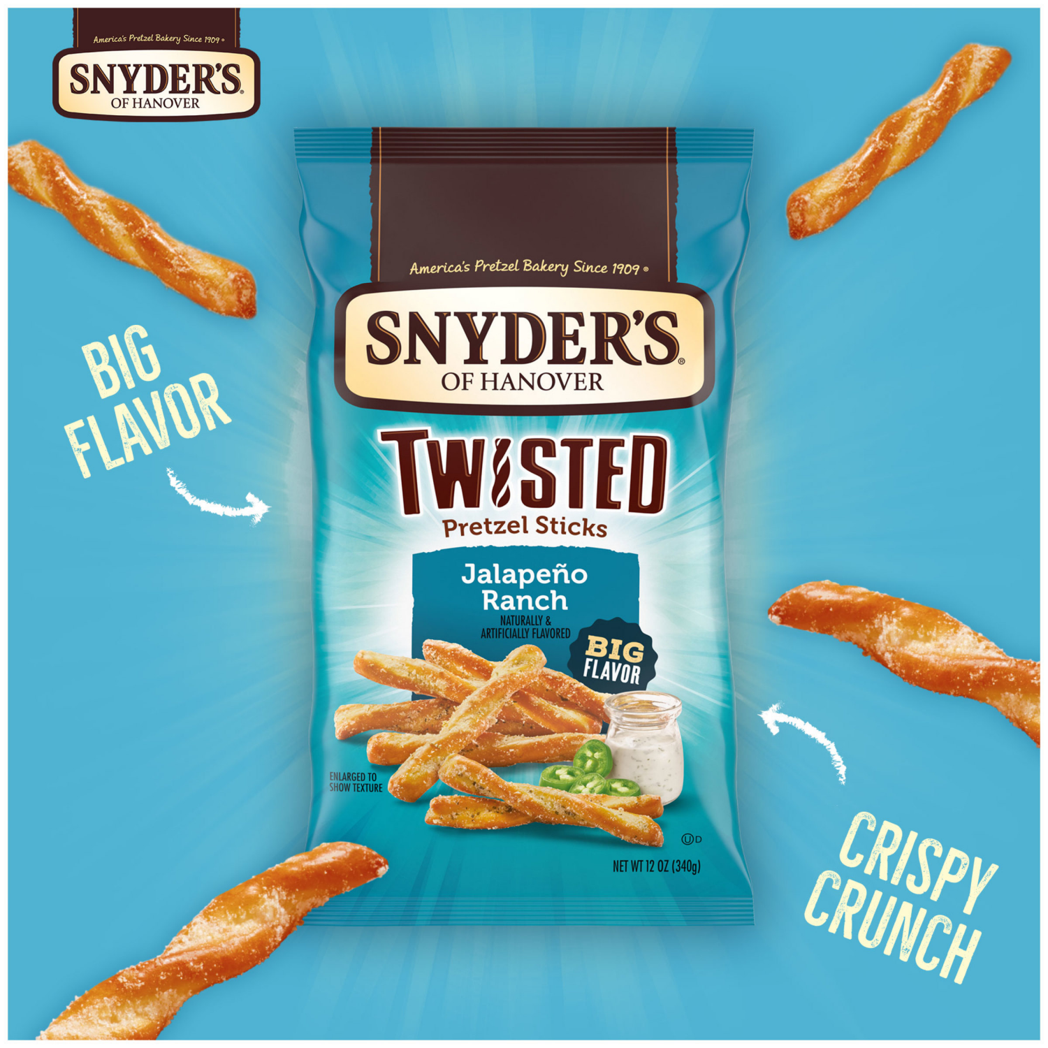 slide 5 of 7, Snyder's of Hanover Jalapeño Ranch Flavored Pretzel Sticks, 12 oz
