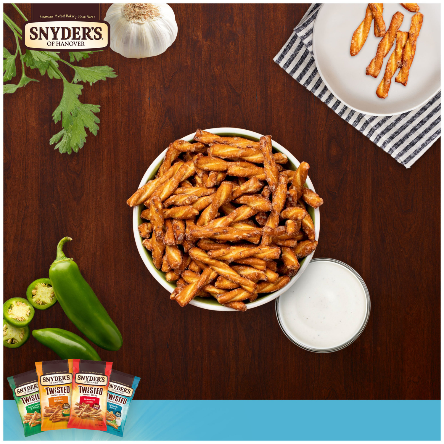 slide 6 of 7, Snyder's of Hanover Jalapeño Ranch Flavored Pretzel Sticks, 12 oz