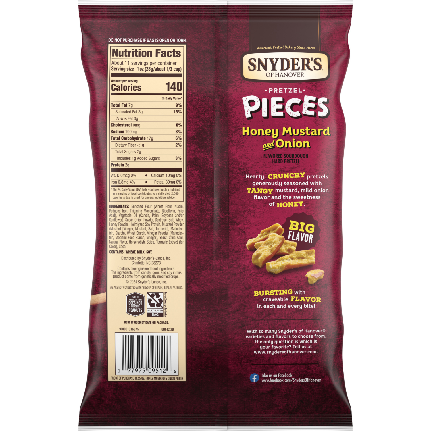 slide 2 of 6, Snyder's of Hanover Honey Mustard & Onion Flavored Pretzel Pieces, 11.250 oz