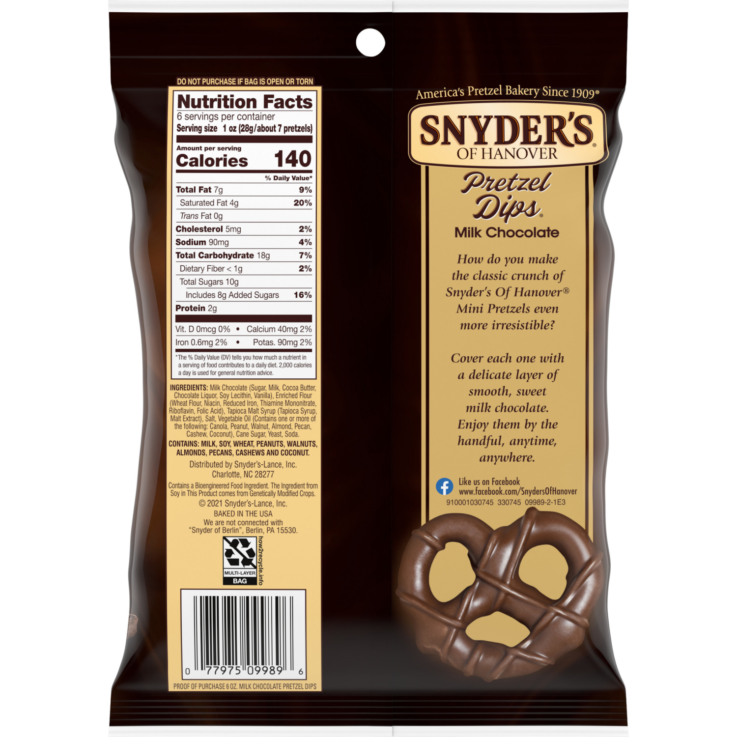 slide 2 of 4, Snyder's of Hanover Milk Chocolate Covered Pretzels, 6.000 oz