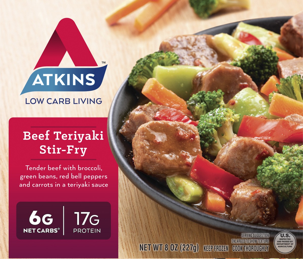 slide 5 of 10, Atkins Beef Teriyaki Stir-Fry, 8 oz