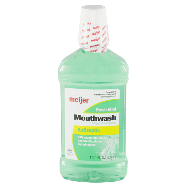 slide 1 of 2, Meijer Antiseptic Mouthwash, Fresh Mint, 16.9 oz