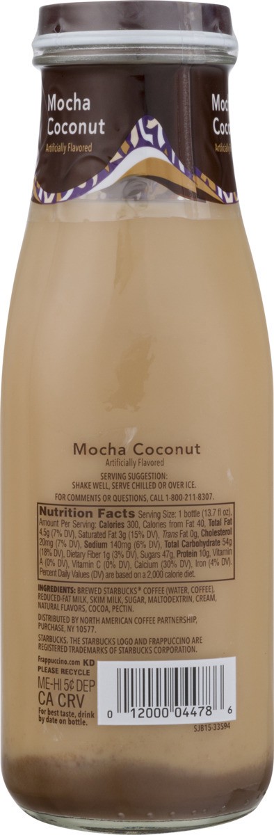 slide 4 of 7, Starbucks Frappuccino Mocha Coconut Chilled Coffee Drink 13.7 Fluid Ounce Glass Bottle - 13.7 oz, 13.7 oz