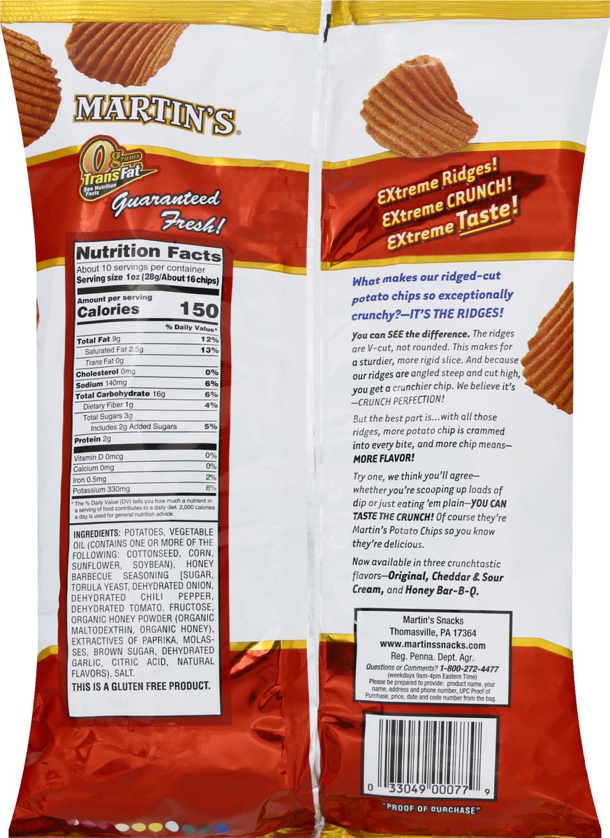 slide 9 of 13, Martin's Crunchy Ridged Honey Bar-B-Q Flavored Potato Chips 9.5 oz, 9.5 oz