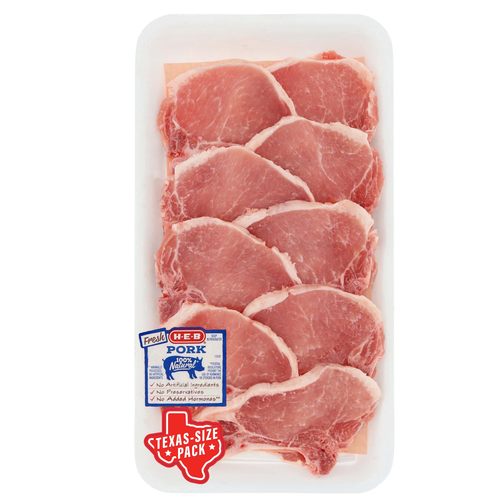 slide 1 of 1, H-E-B Bone In Center Cut Loin Chops Club Pack, per lb