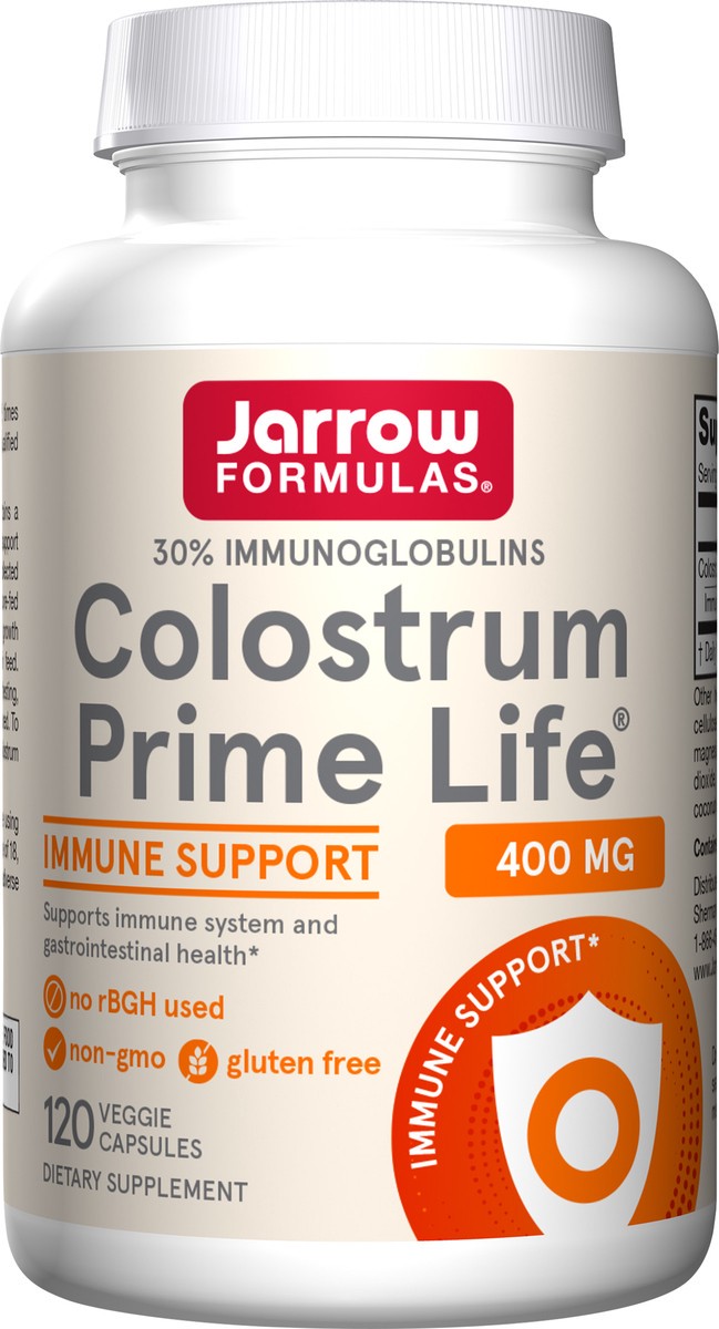 slide 2 of 4, Jarrow Formulas Colostrum Prime Life 400 mg - 120 Veggie Capsules - Contains 30% Immunoglobulins - Supplement Supports Immune & Gastrointestinal Health - Up to 120 Servings , 120 ct