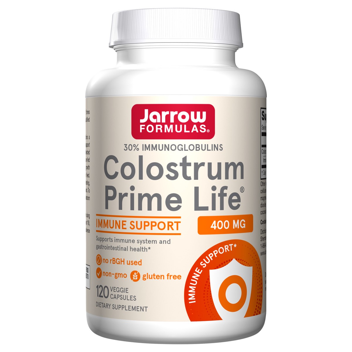 slide 1 of 4, Jarrow Formulas Colostrum Prime Life 400 mg - 120 Veggie Capsules - Contains 30% Immunoglobulins - Supplement Supports Immune & Gastrointestinal Health - Up to 120 Servings , 120 ct