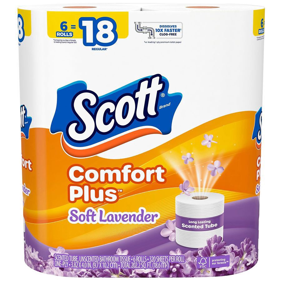 slide 1 of 5, Kleenex Bathroom Tissue, One-Ply Lavender, 320 ct x 6 ct