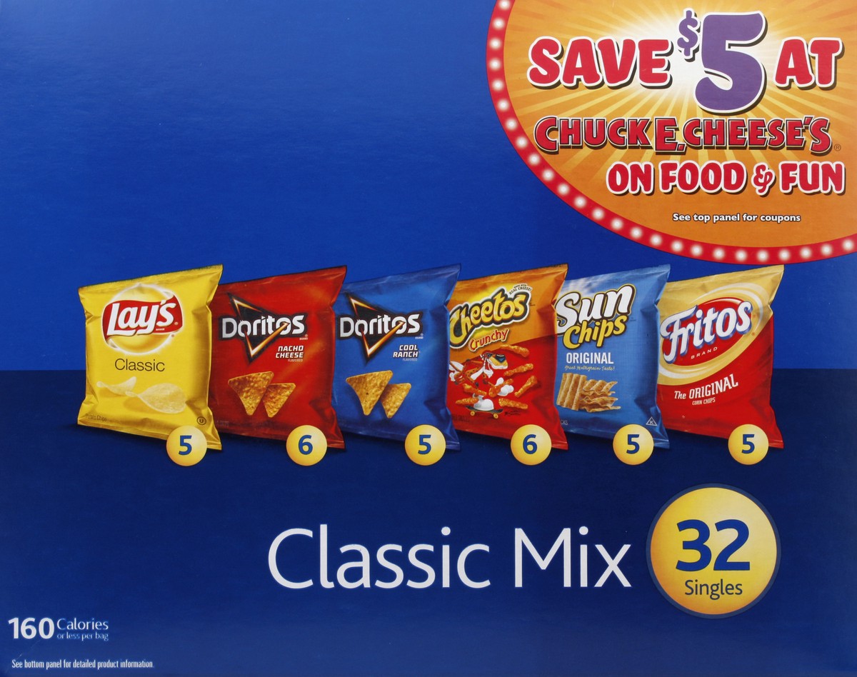 slide 3 of 5, Frito-Lays Variety Pack Classic Mix (32 -1 Oz) 32 Ounce 32 Pack Bag in Box, 32 ct; 1 oz