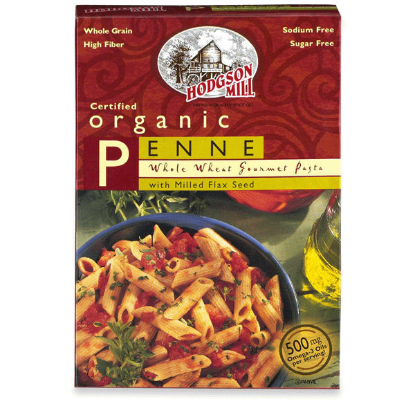 slide 1 of 1, Hodgson Mill Whole Wheat Flax Penne, 12 oz