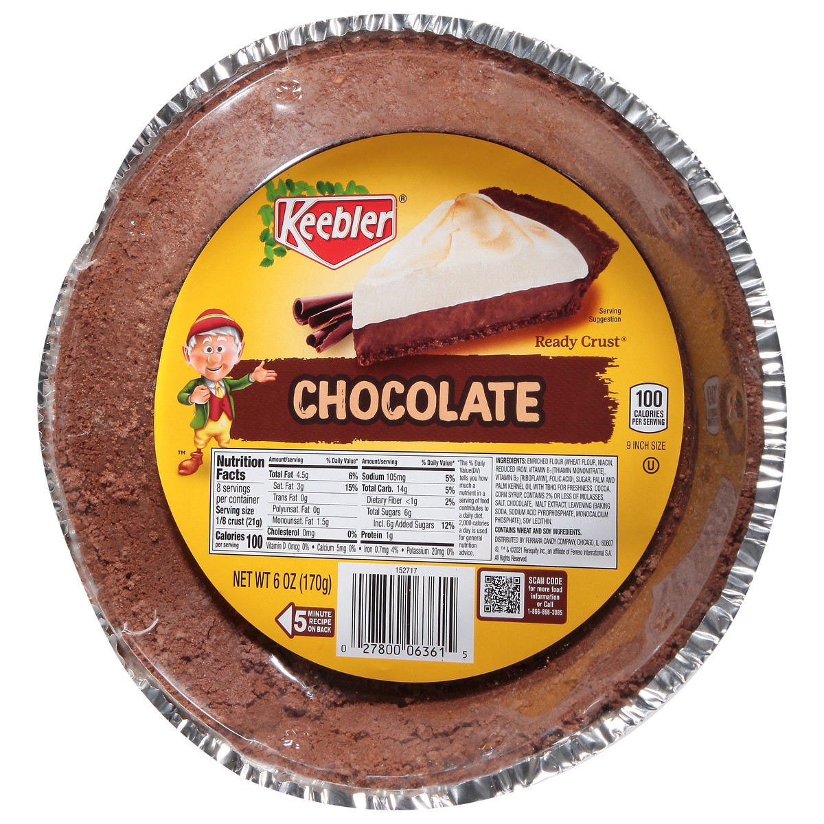slide 11 of 14, Ready Crust 9-Inch Chocolate Pie Crust, Premade Crust For Baking And No-Bake, 6 oz, 6 oz