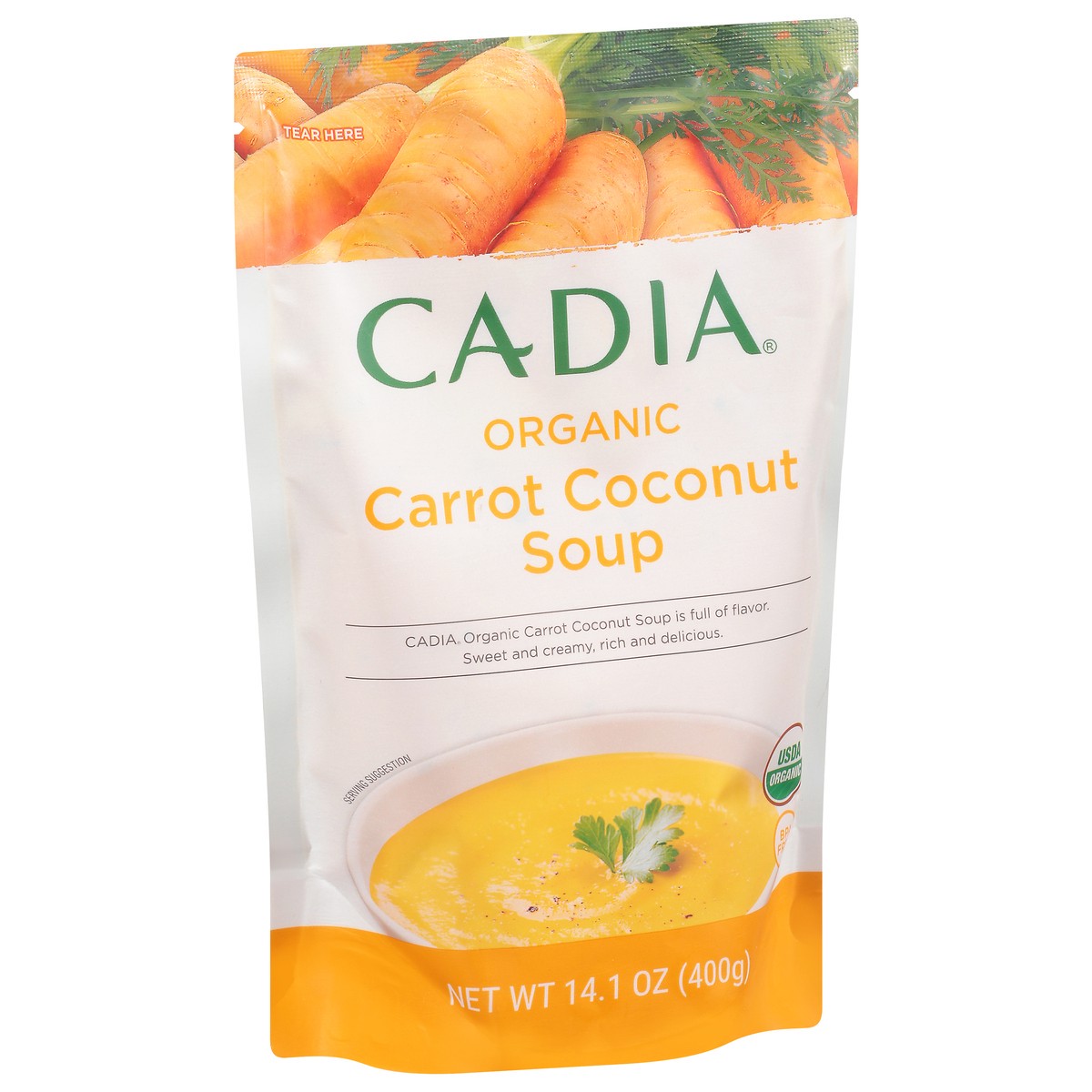 slide 2 of 9, Cadia Organic Carrot Coconut Soup 14.1 oz, 14.1 oz