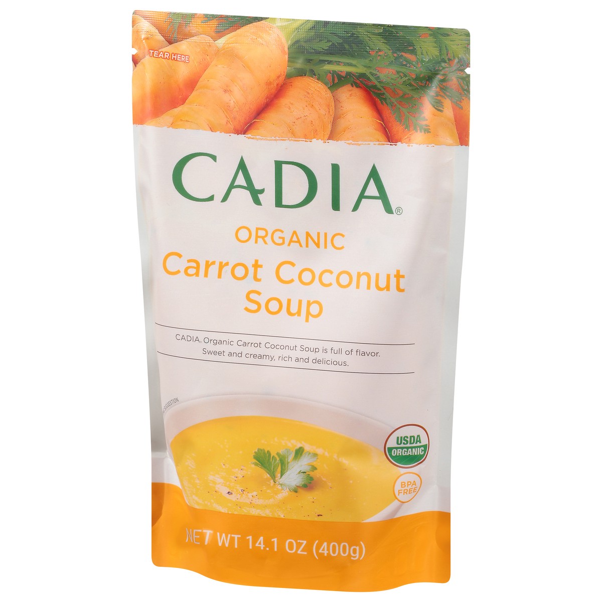 slide 3 of 9, Cadia Organic Carrot Coconut Soup 14.1 oz, 14.1 oz