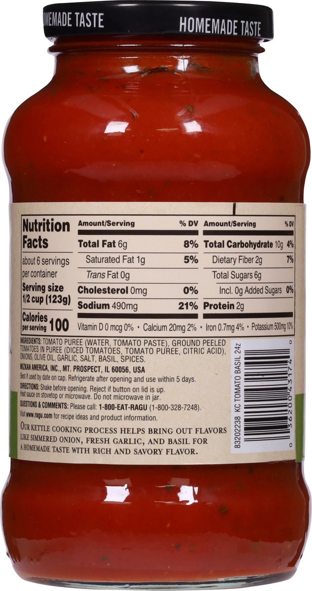 slide 6 of 9, Ragu Kettle Cooked Tomato Basil Sauce - 24 oz, 24 oz