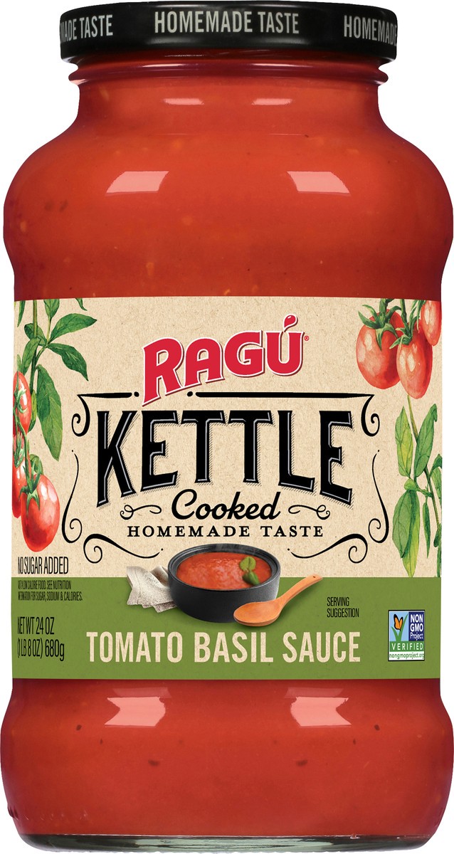slide 1 of 9, Ragu Kettle Cooked Tomato Basil Sauce - 24 oz, 24 oz