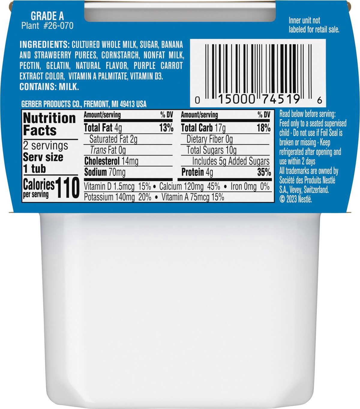 slide 8 of 13, Gerber Stage 3 Baby Food, Strawberry Banana Yogurt Puree Tubs, Baby Puree, 8 oz