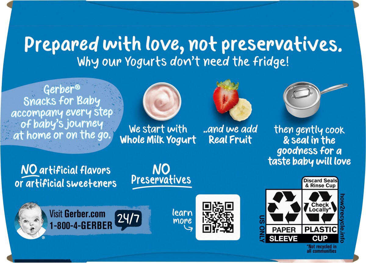 slide 11 of 13, Gerber Stage 3 Baby Food, Strawberry Banana Yogurt Puree Tubs, Baby Puree, 8 oz