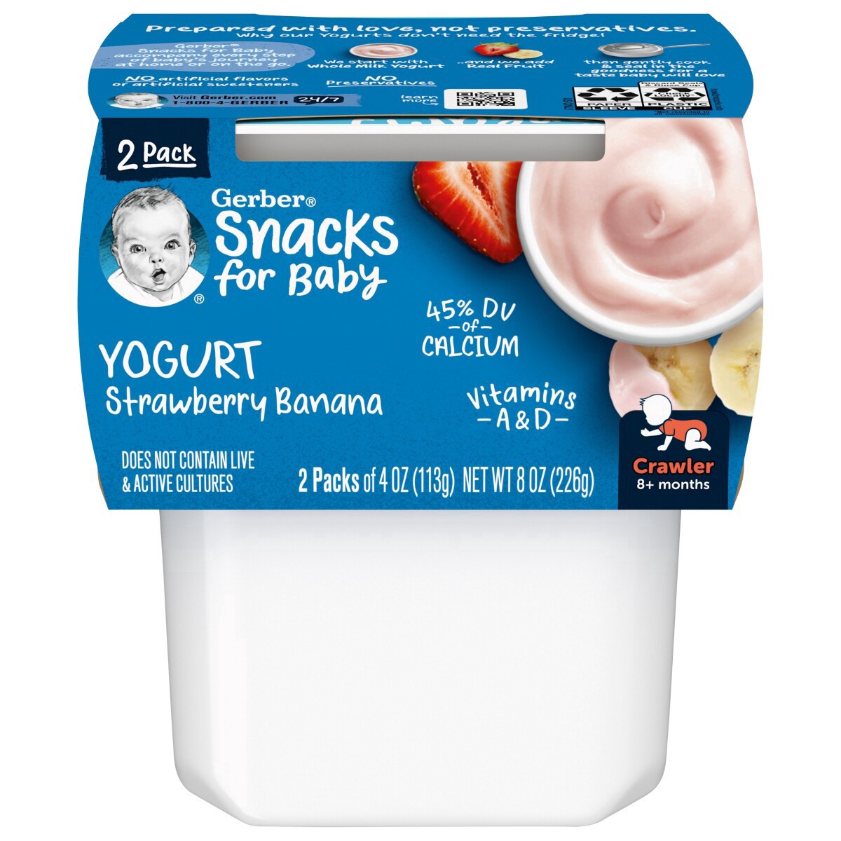 slide 1 of 13, Gerber Stage 3 Baby Food, Strawberry Banana Yogurt Puree Tubs, Baby Puree, 8 oz