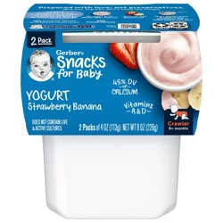 Gerber Stage 3 Baby Food, Strawberry Banana Yogurt Puree Tubs, Baby Puree