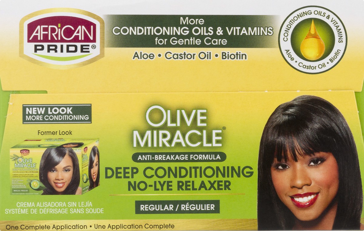 slide 5 of 10, African Pride Olive Miracle Anti-Breakage No-Lye Relaxer, 1 oz