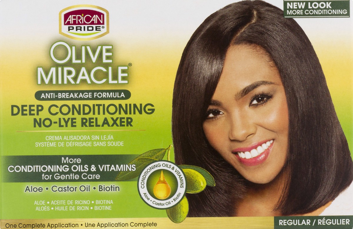 slide 8 of 10, African Pride Olive Miracle Anti-Breakage No-Lye Relaxer, 1 oz