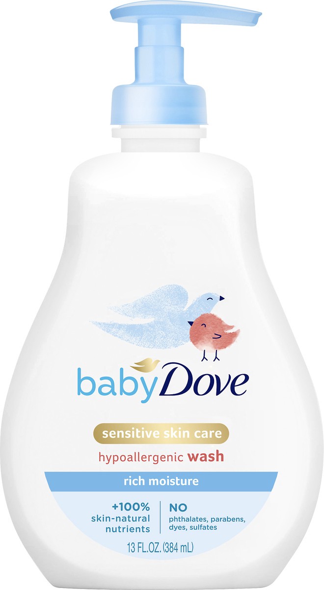 slide 3 of 6, Dove Baby Rich Moisture Hypoallergenic Wash 13 oz, 13 oz