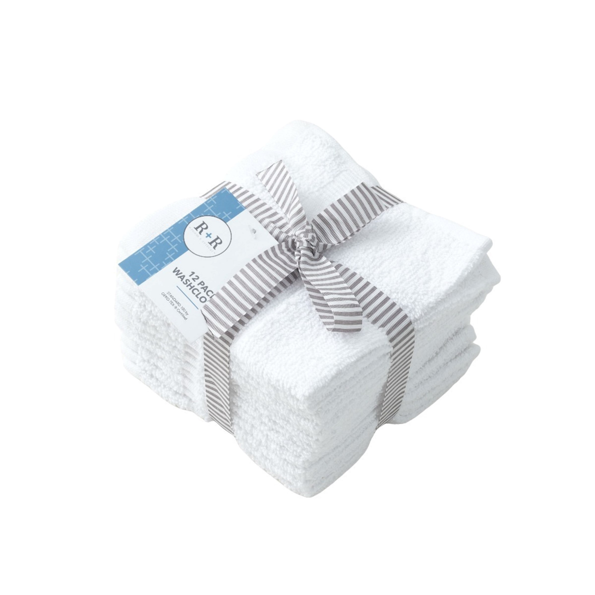 slide 1 of 9, R+R Washcloth White, 12 ct