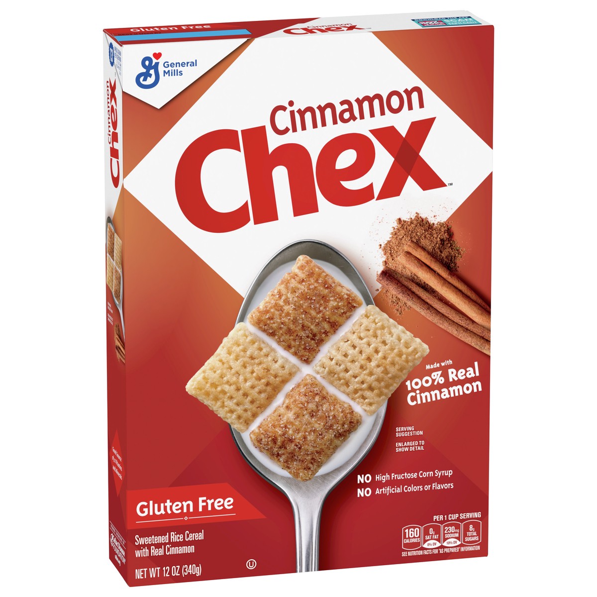 slide 2 of 9, Chex Cinnamon Chex Cereal, Gluten Free Breakfast Cereal, Made with Whole Grain, 12 OZ, 12 oz