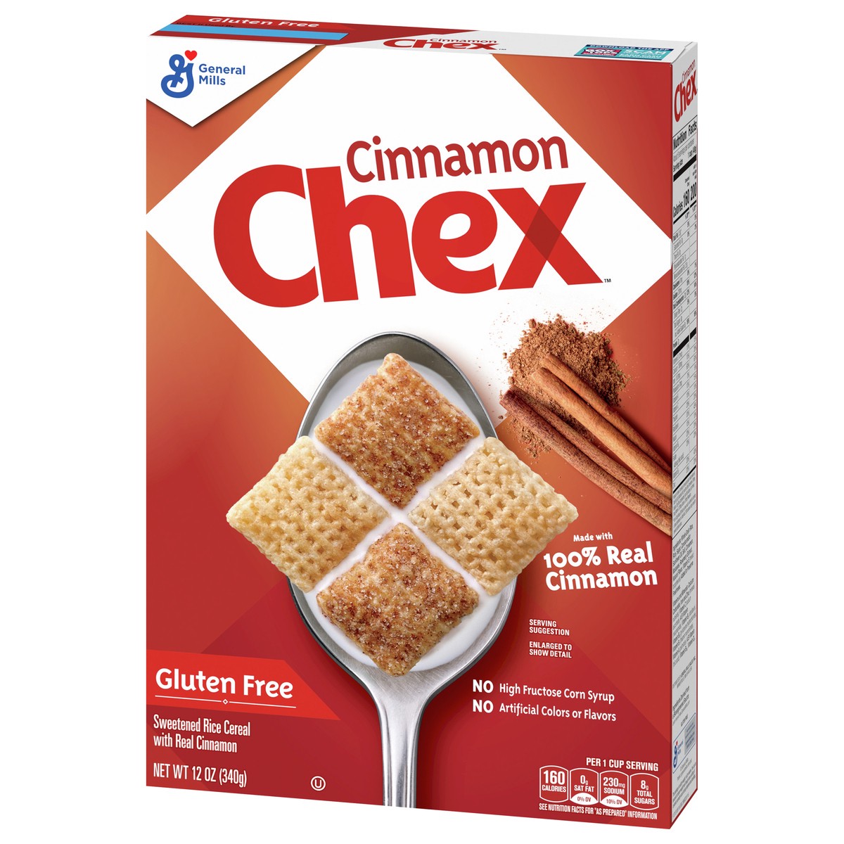 slide 6 of 9, Chex Cinnamon Chex Cereal, Gluten Free Breakfast Cereal, Made with Whole Grain, 12 OZ, 12 oz