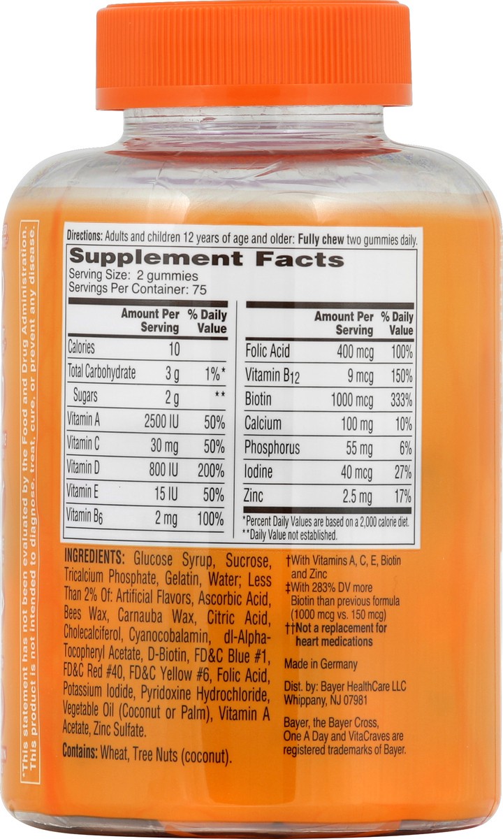 slide 6 of 6, One A Day Women's VitaCraves Multivitamin/Multimineral Dietary Supplement Gummies, 150 ct