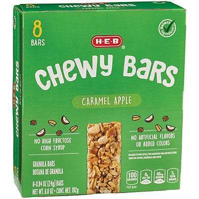 slide 1 of 1, H-E-B Caramel Apple Chewy Bars, 8 ct