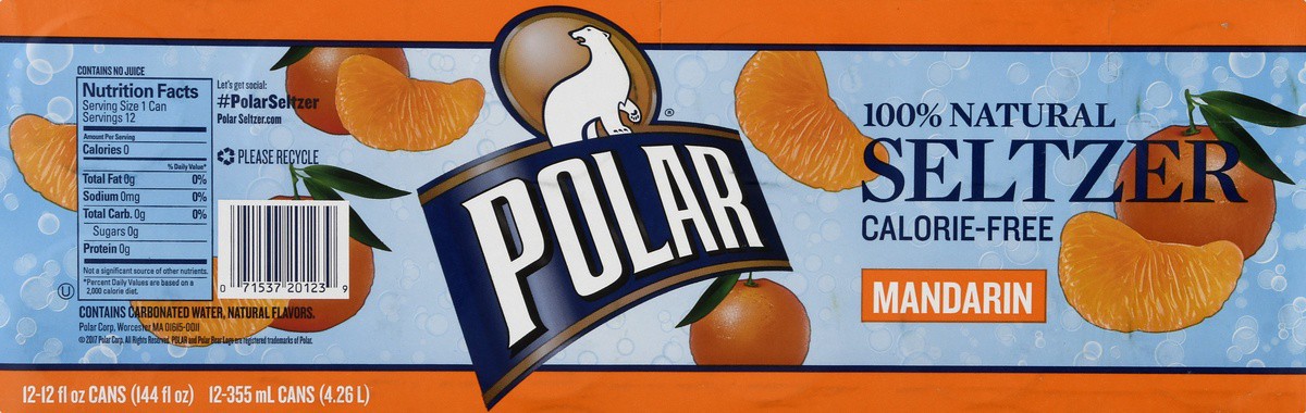 slide 2 of 9, Polar Mandarin Seltzer 12 ea, 12 ct