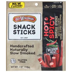 Old Wisconsin Medium Heat Hot & Spicy Smoked Sausage Sticks 6 oz