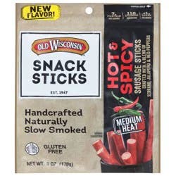 Old Wisconsin Medium Heat Hot & Spicy Smoked Sausage Sticks 6 oz
