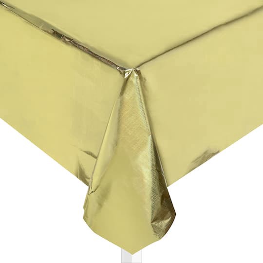 slide 1 of 3, 9ft. Gold Table Cover By Celebrate It, 52.5 in x 9 ft