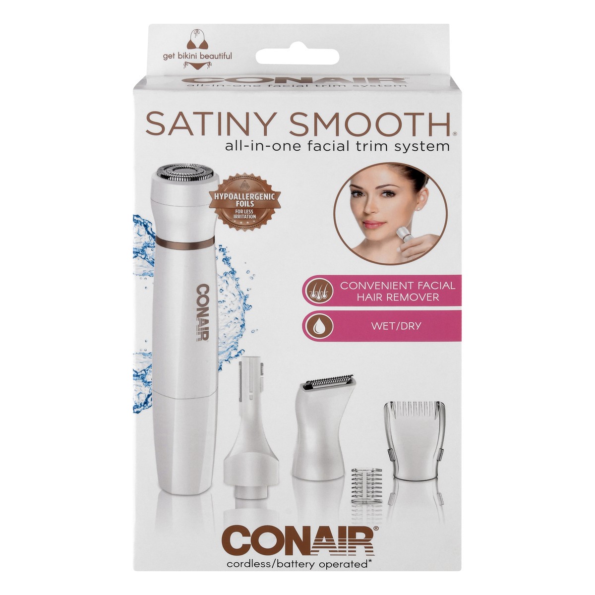 slide 3 of 10, Conair Satiny Smooth All-in-One Facial Trim System 1 ea, 1 ct
