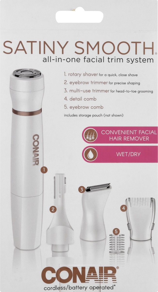 slide 6 of 10, Conair Satiny Smooth All-in-One Facial Trim System 1 ea, 1 ct