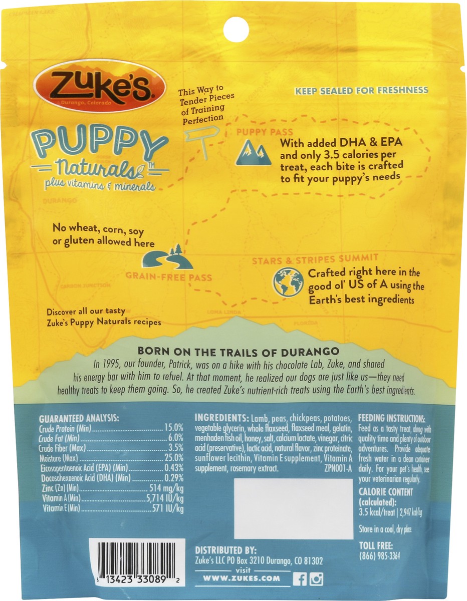 slide 6 of 7, Zuke's Zuke''s Puppy Naturals Bag of Soft Puppy Treats for Training, Natural Dog Treats Bites With Lamb Recipe, 5 oz