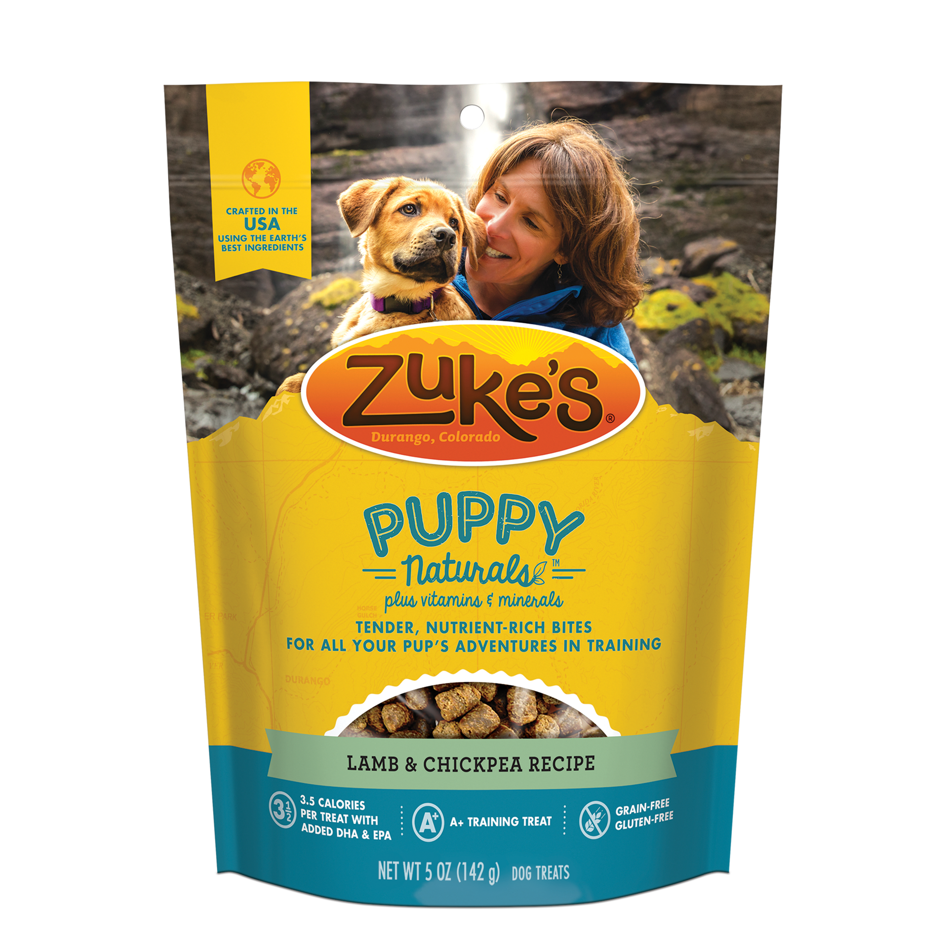 slide 1 of 7, ZUKES Zuke's Puppy Naturals Puppy Treats Lamb and Chickpea Recipe - 5 oz Bag, 5 oz