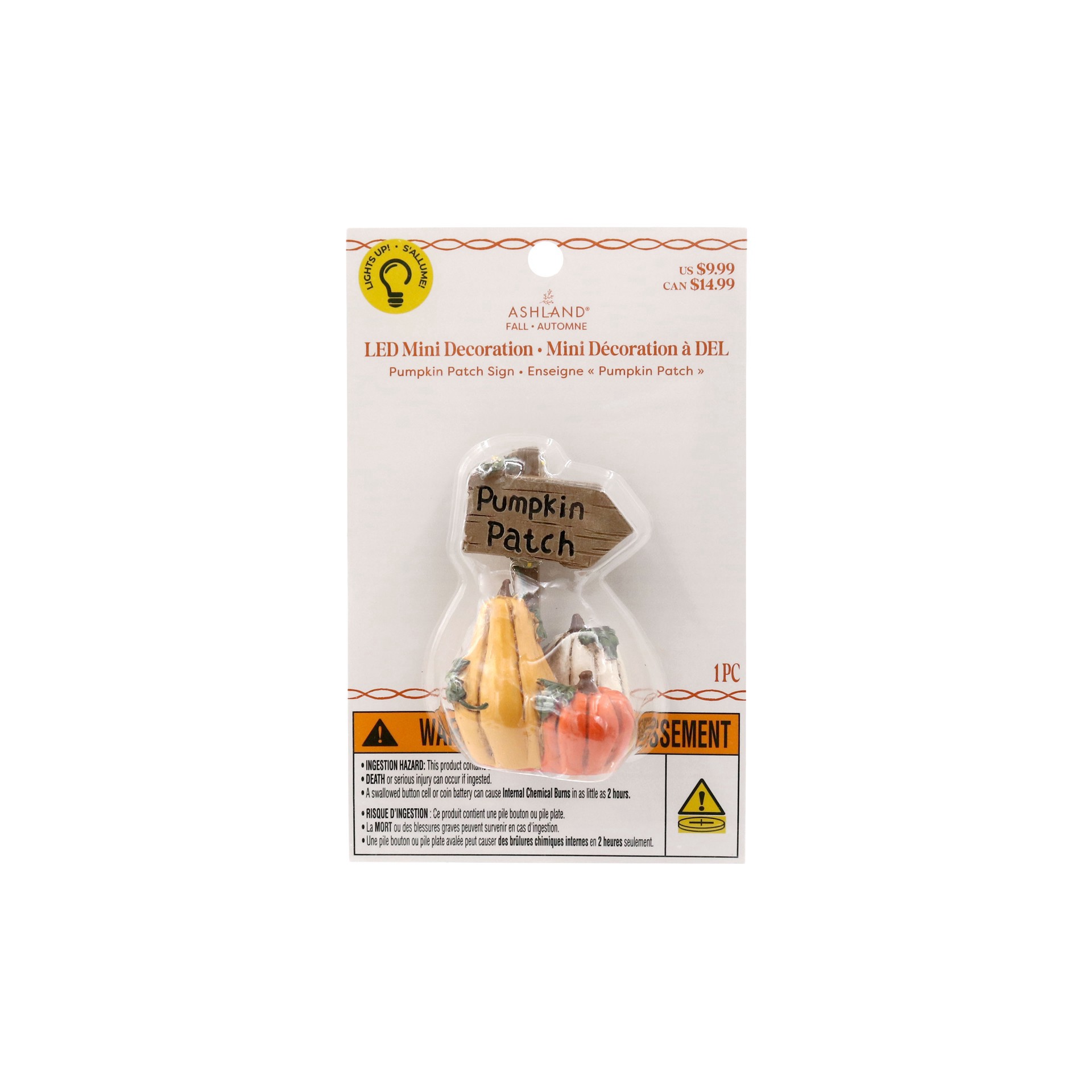 slide 3 of 4, Mini Led Pumpkin Patch Sign Decoration By Ashland, 2.98 in x 1.89 in x 1.78 in