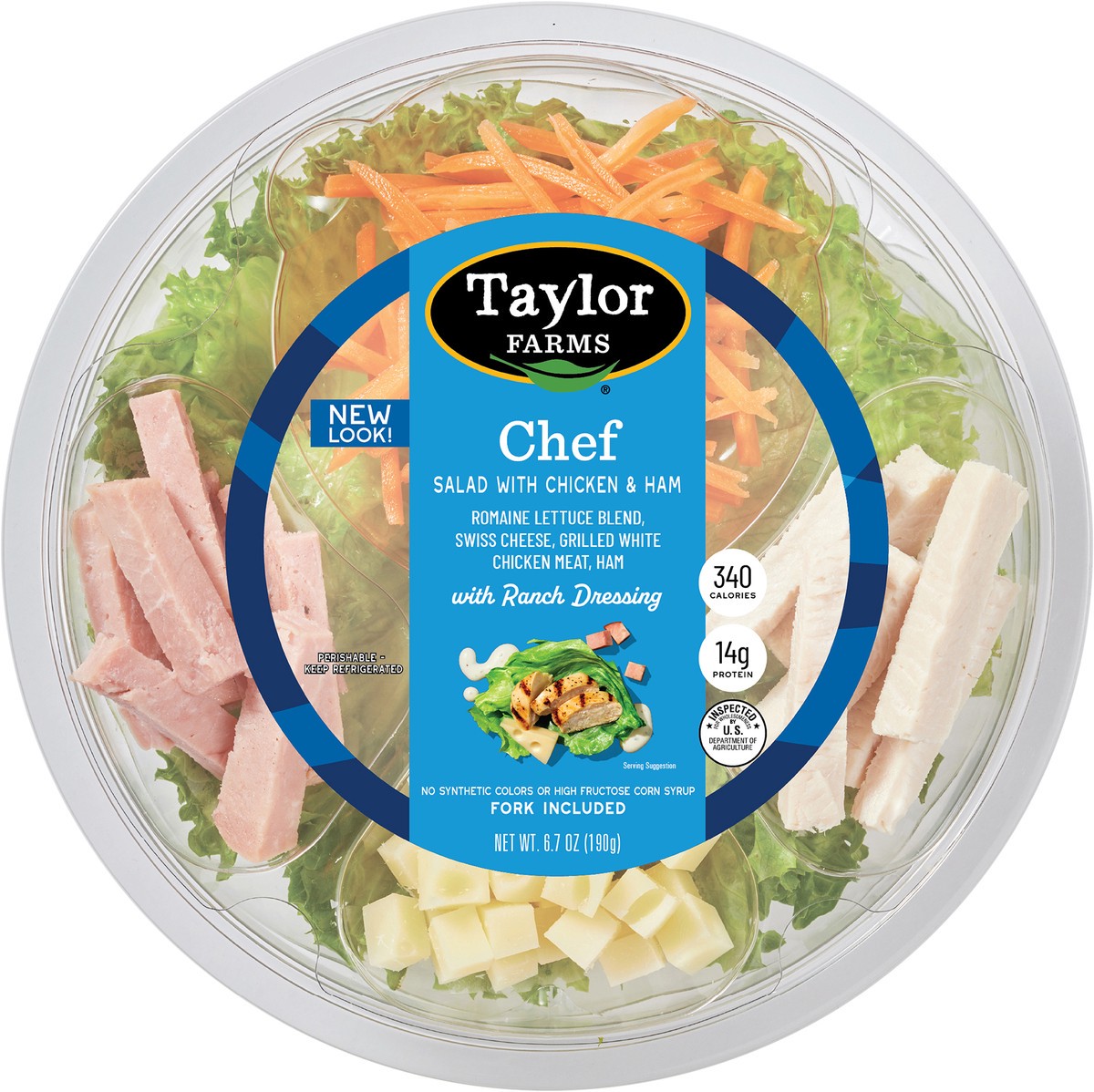 slide 3 of 3, Taylor Farms Chef Salad With Chicken And Ham, 6.7 oz