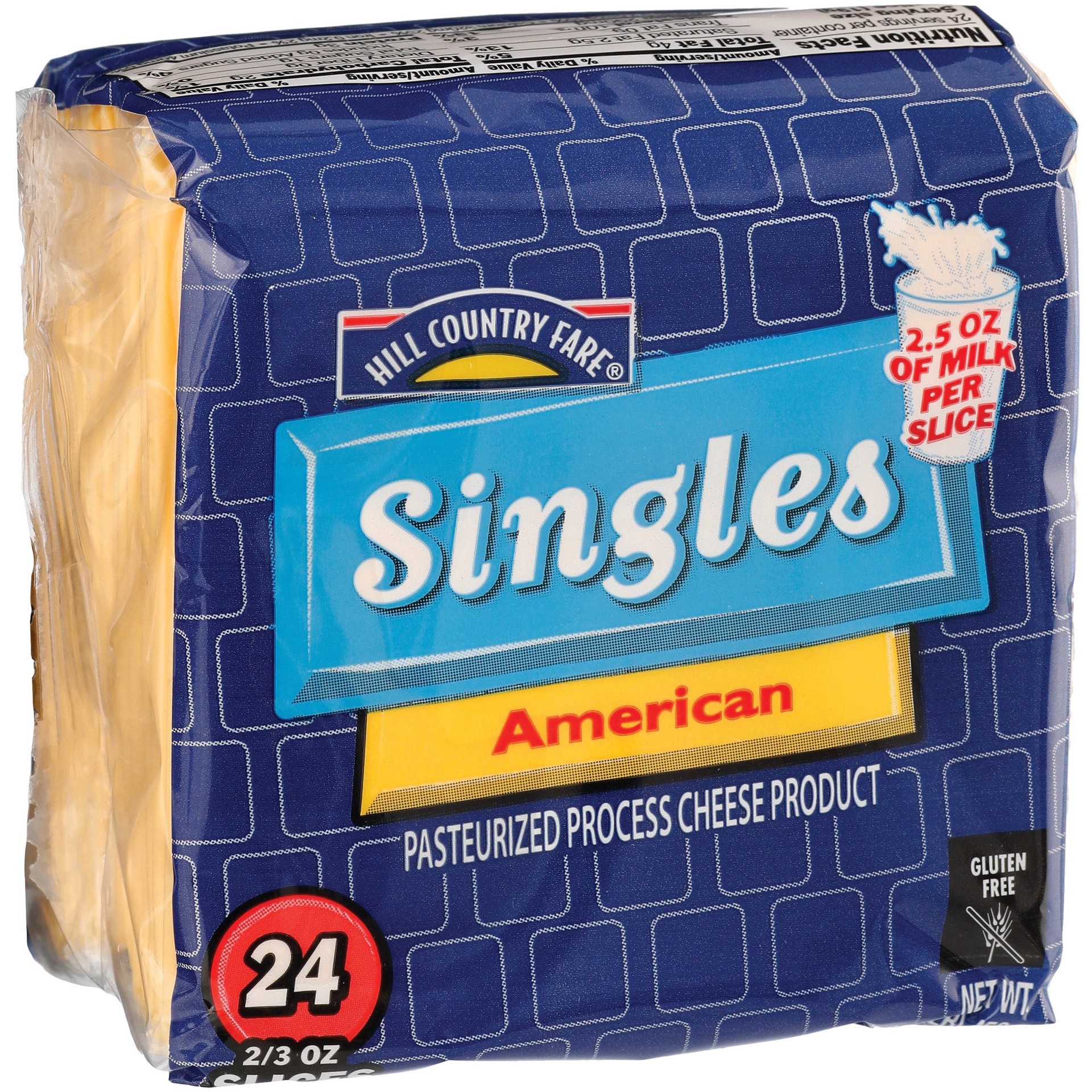 slide 1 of 1, Hill Country Fare Singles American Cheese Slices, 24 ct, 24 ct