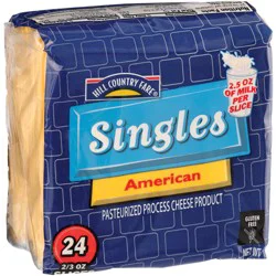 Hill Country Fare Singles American Cheese Slices, 24 ct