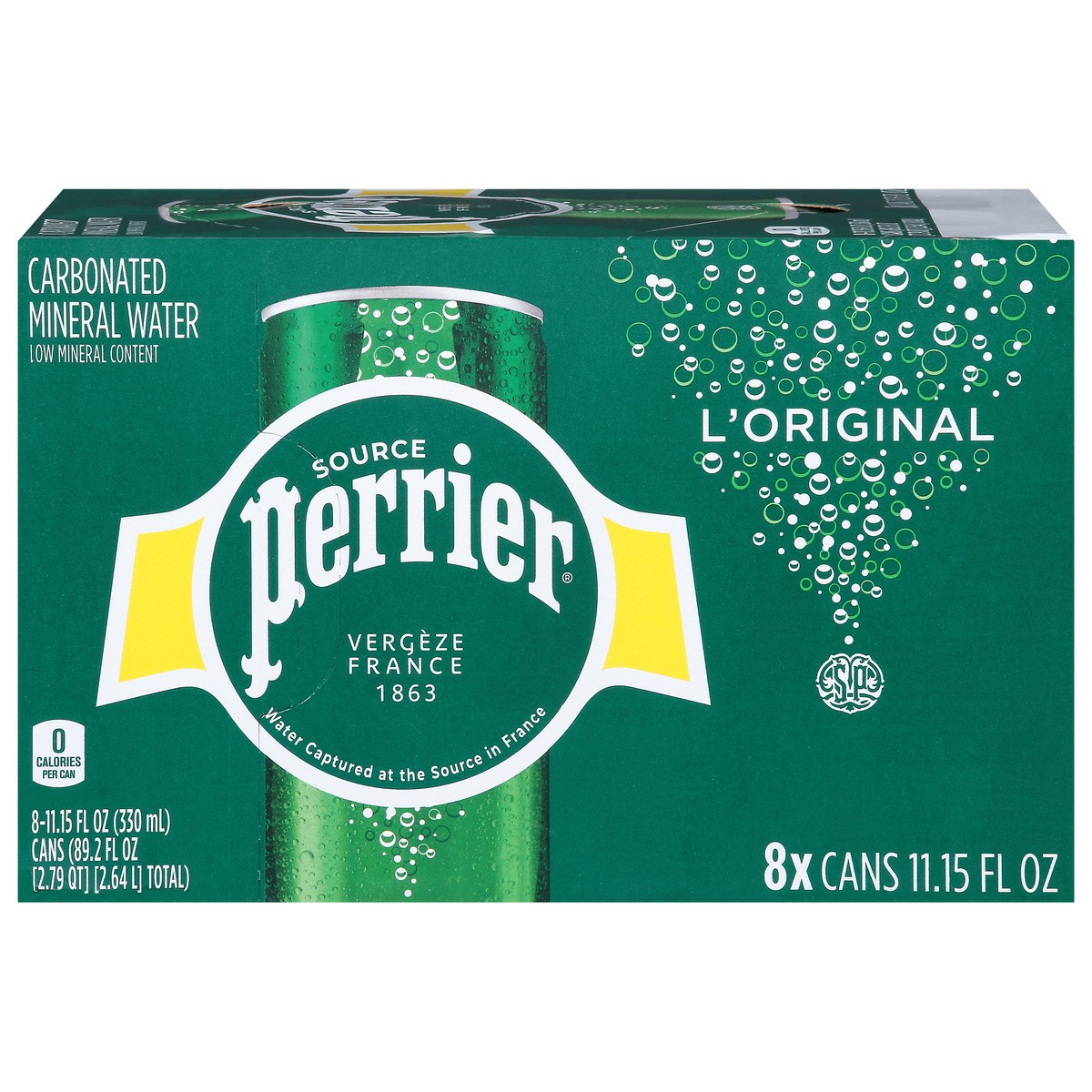 slide 2 of 14, Perrier Sparkling Water, Sleek Cans (8 Count), 89.2 oz