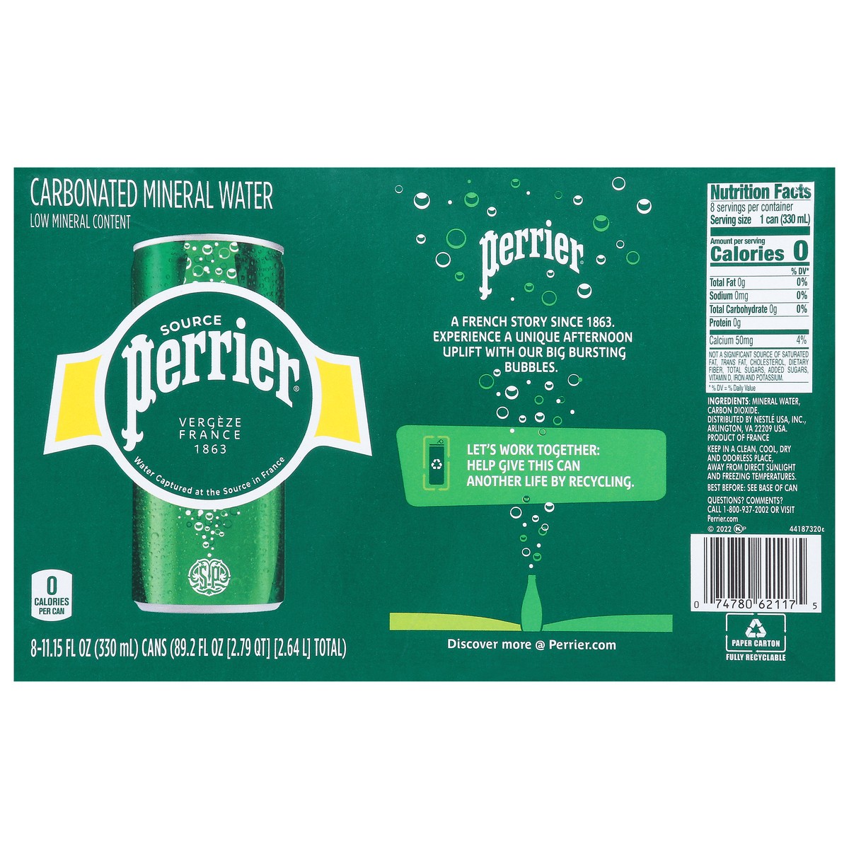 slide 6 of 14, Perrier Sparkling Water, Sleek Cans (8 Count), 89.2 oz