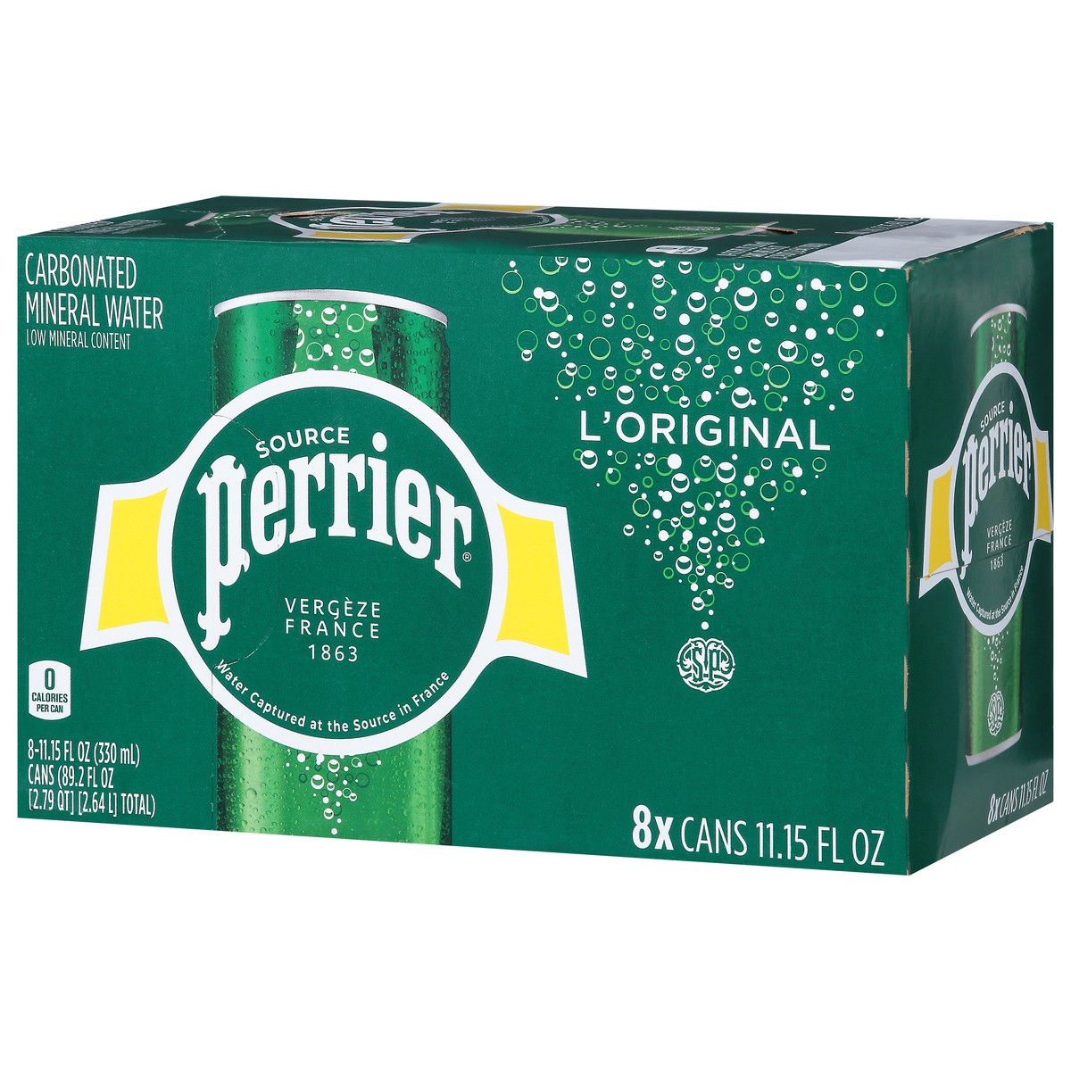 slide 7 of 14, Perrier Sparkling Water, Sleek Cans (8 Count), 89.2 oz