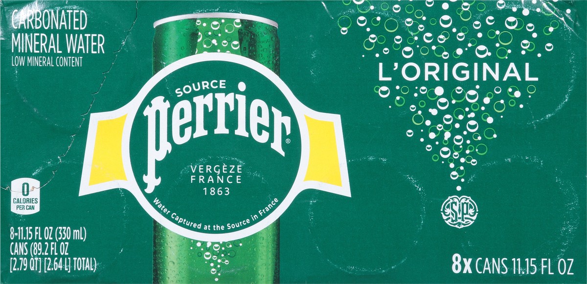 slide 8 of 14, Perrier Sparkling Water, Sleek Cans (8 Count), 89.2 oz