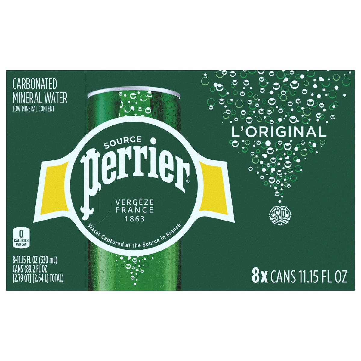 slide 1 of 14, Perrier Sparkling Water, Sleek Cans - 89.2 oz, 8 ct