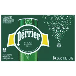 Perrier Sparkling Water, Sleek Cans - 89.2 oz