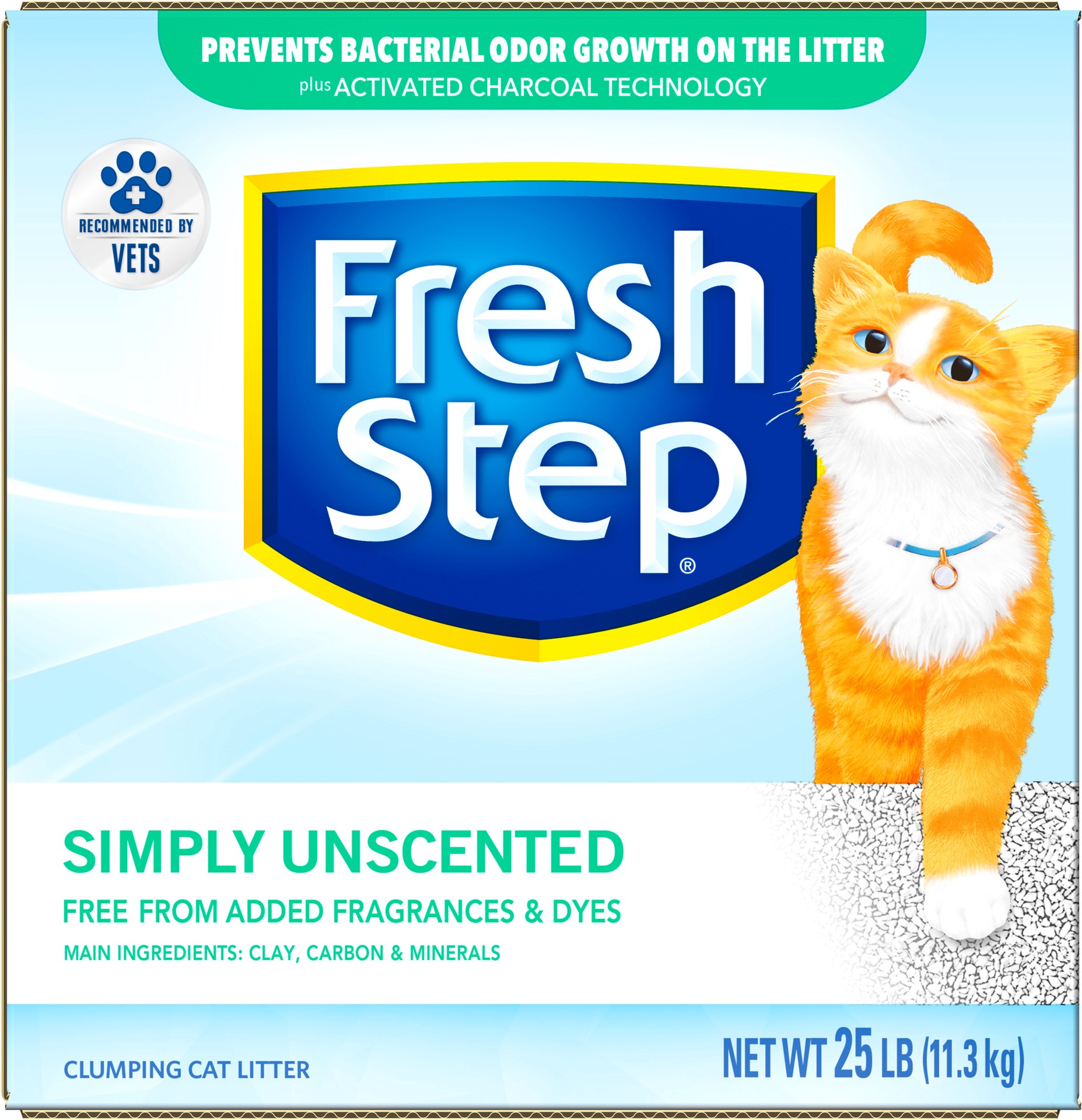 slide 5 of 5, Fresh Step Simply Unscented Clumping Cat Litter, 25 lb